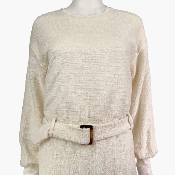 DOLAN Long-Sleeve Jacqueline Belted Midaxi Pencil Dress (Ivory | Size S) - Picture 7 of 12